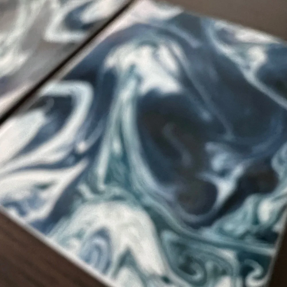 IKEA Marbled Swirl Replacement Coasters Set of 2 Blue White Teal Abstract Modern